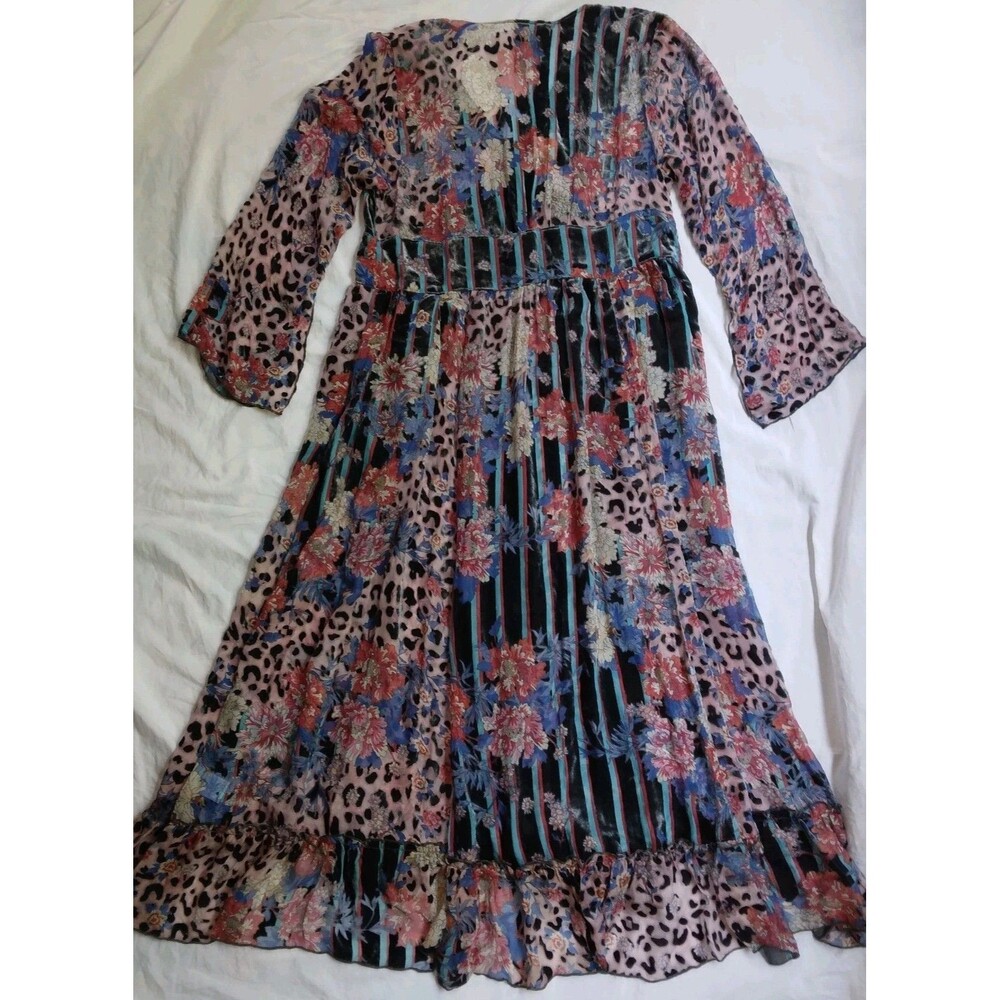 $575 NWT JOHNNY WAS Multicolored Ontar Beesley Dress Burnout Floral Leopard L - Picture 11 of 16